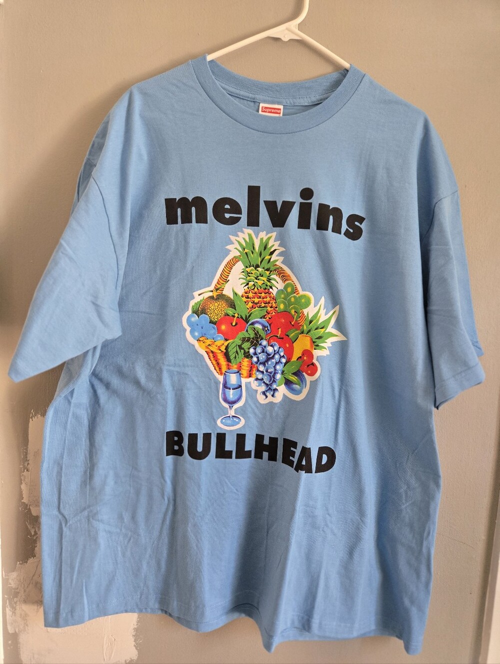 Supreme Light Blue Melvins Tracklist Tee with Black Print